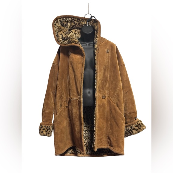 Daniel Hechter Jackets & Blazers - Daniel Hechter Tan Coat with Leopard Print Lining